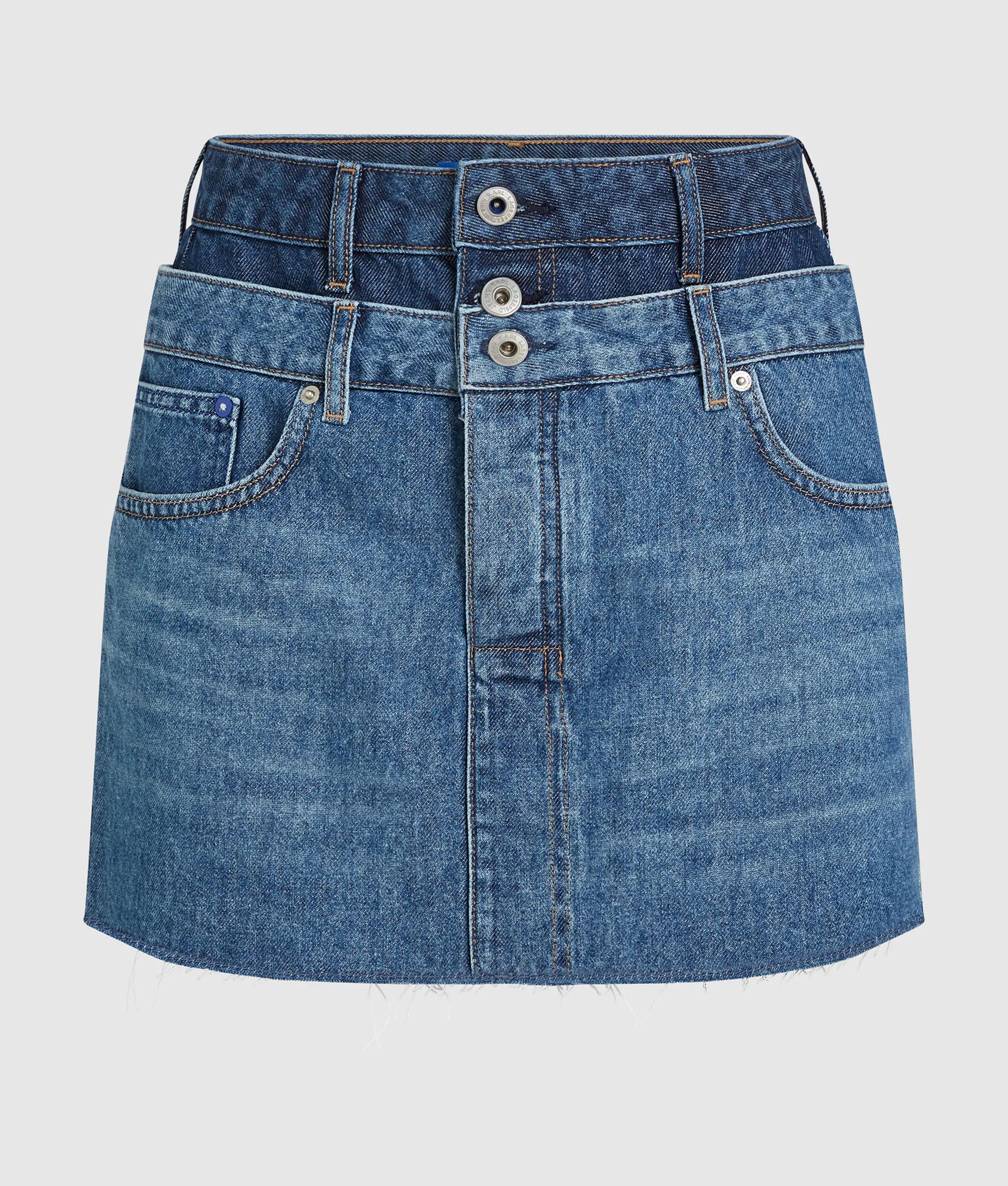 Denim mini rok met dubbele lagen