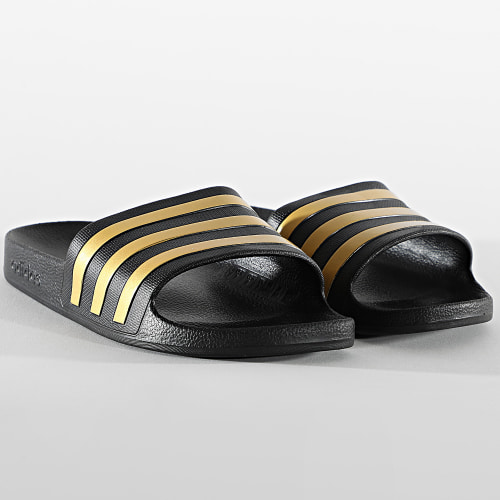 Claquettes Adilette Aqua EG1758 Noir Doré