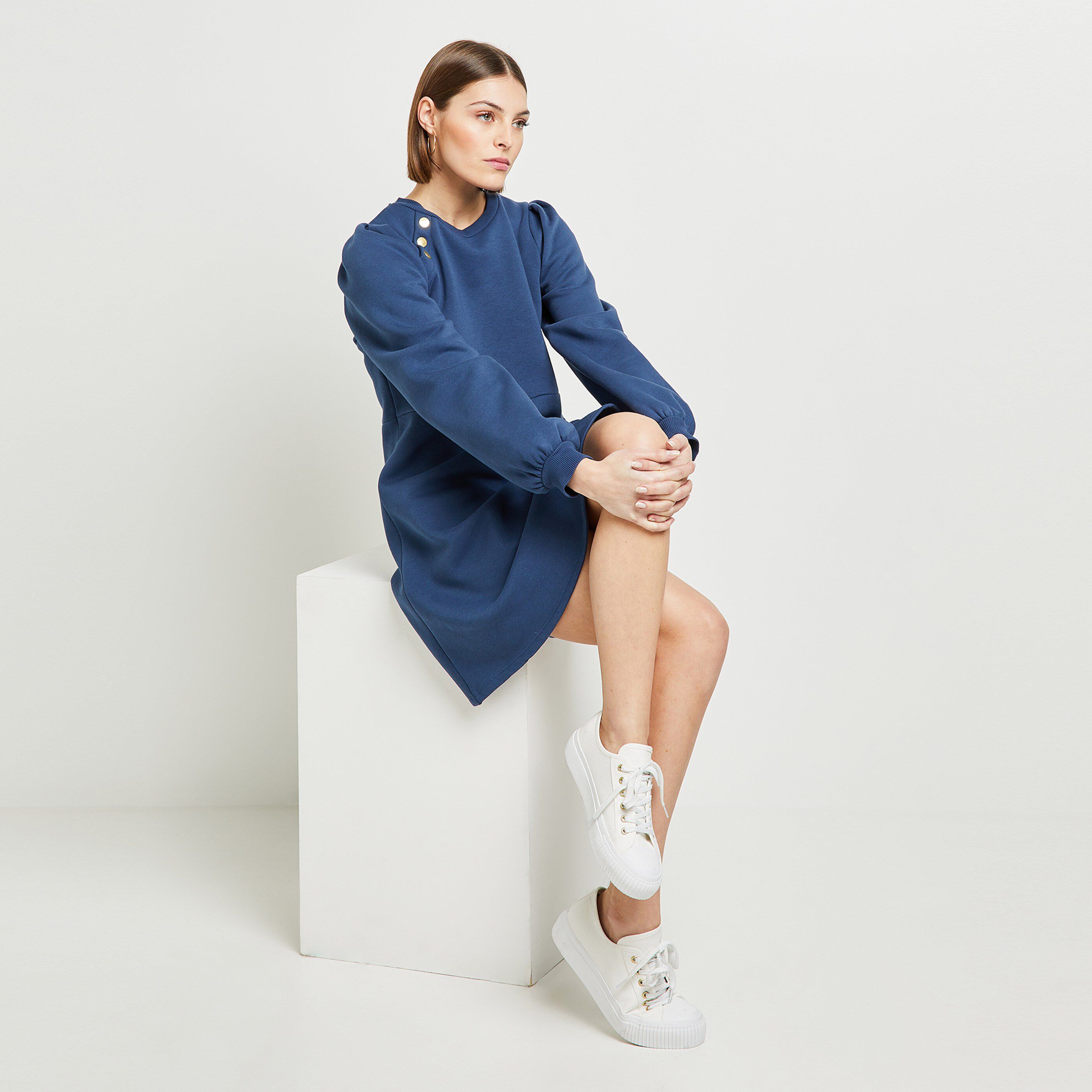 Robe manches bouffantes femme - MARINE