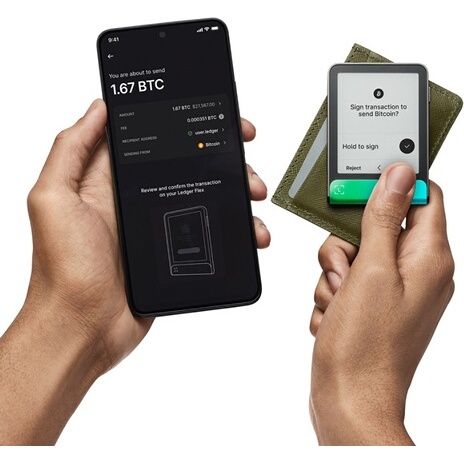 Cryptowallet Ledger Flex Vert Patiné avec Recovery Key incluse