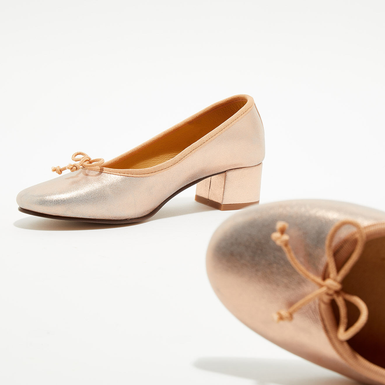 Quartier Latin Ballerines trotters en Cuir irisé Diane roses - Talon 4 cm