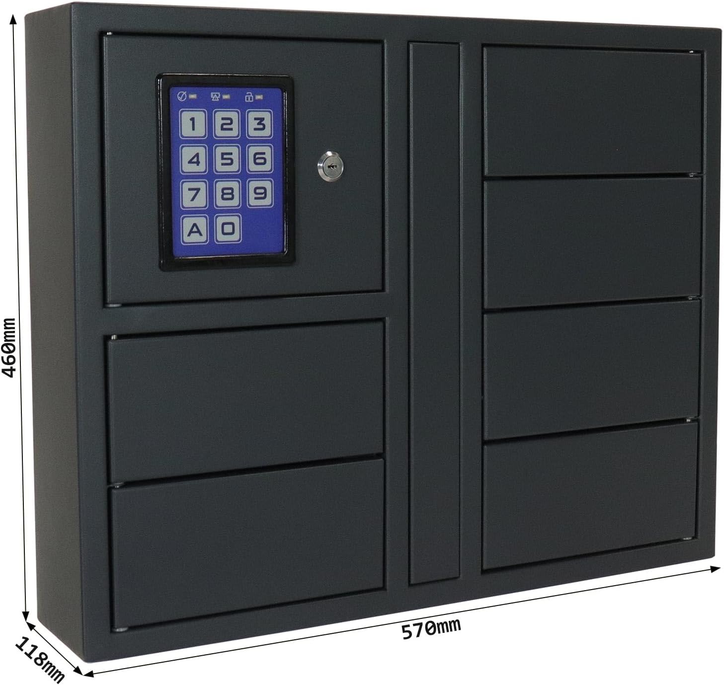Profirst Schlüsselausgabe Key Patrol 6 Stahl Elektronikschloss Notöffnung 6 Fächer inkl. Netzgerät Befestigungsmaterial