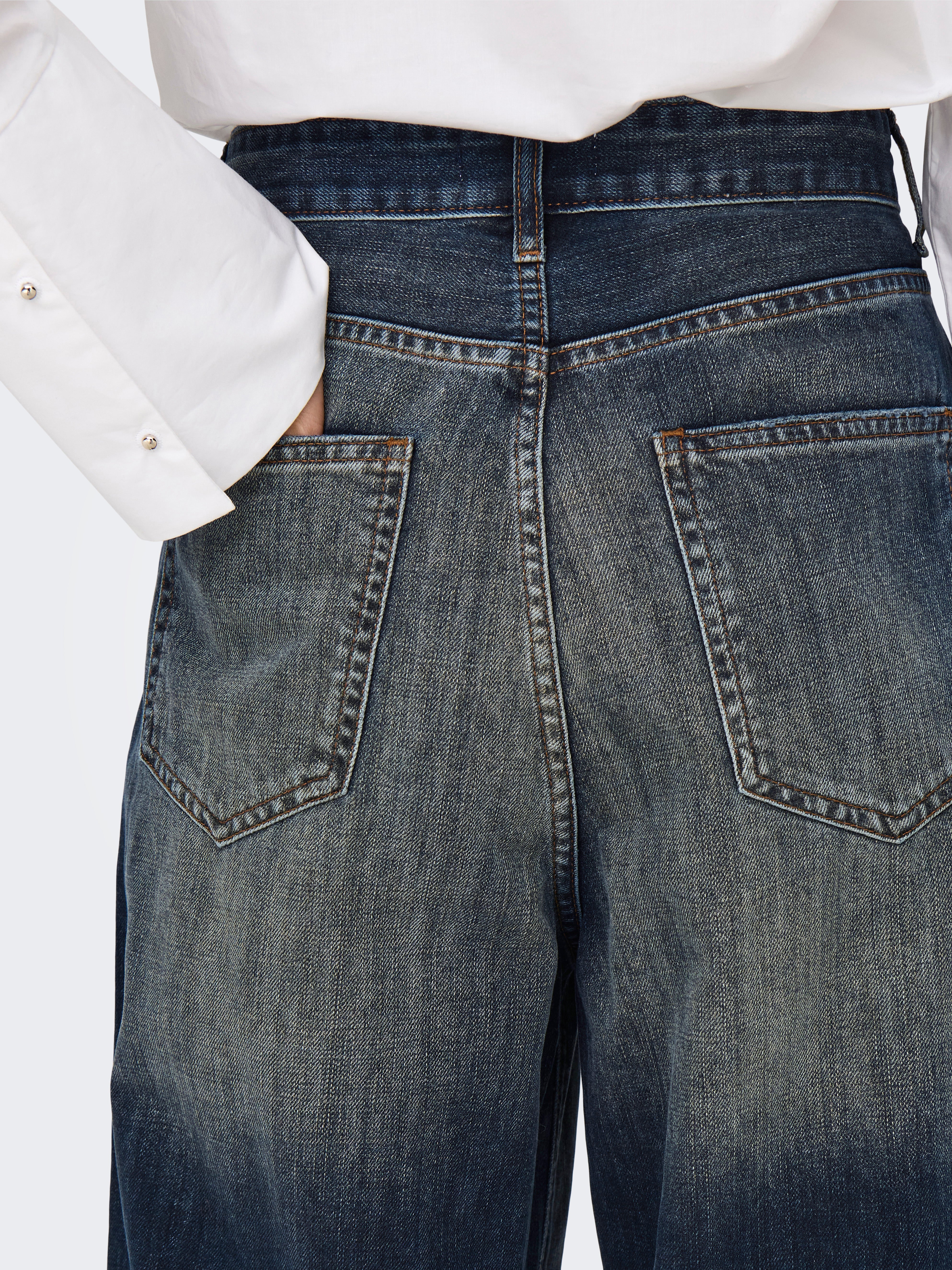 ONLDEMI Mittlere Taille Weiter Beinschnitt Jeans Dark Blue Denim