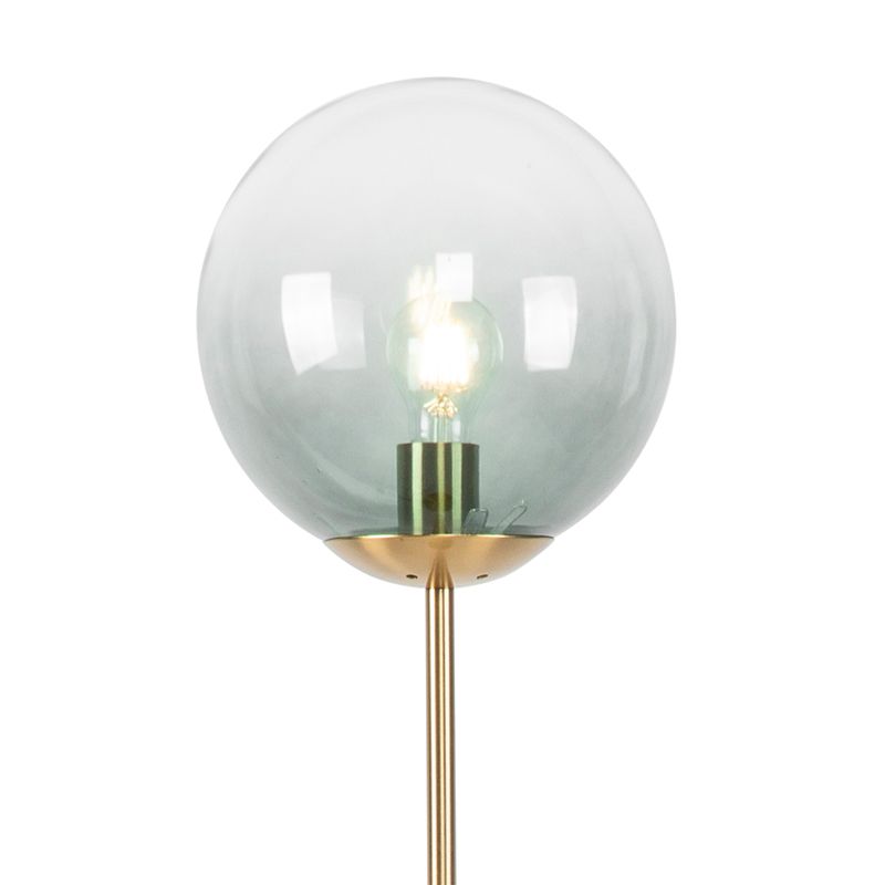 Art deco vloerlamp messing met groen glas - Pallon