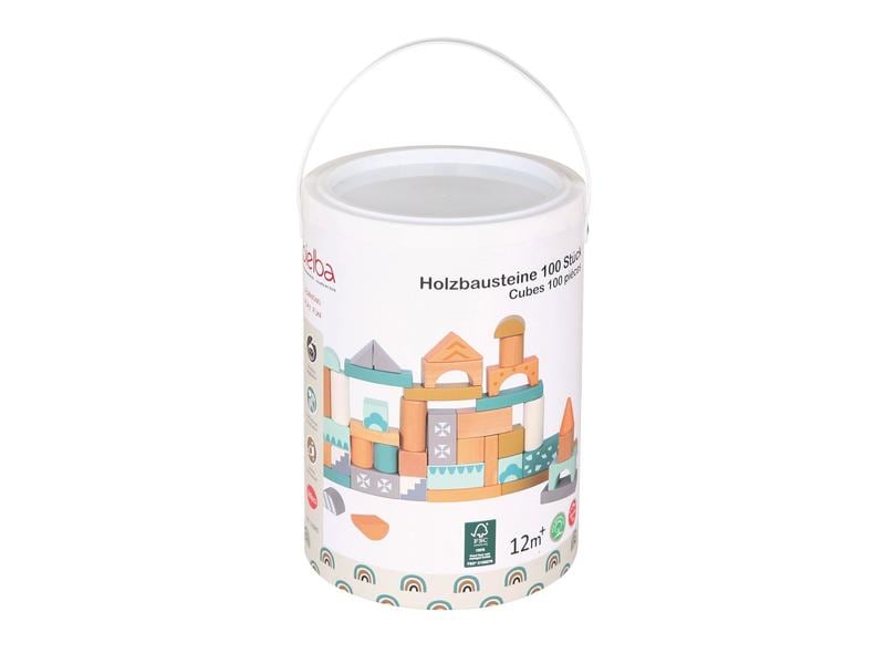 Spielba Holzspielwaren Holzbausteine 100 Stück Langlebiges und robustes Holzbausteine-Set
