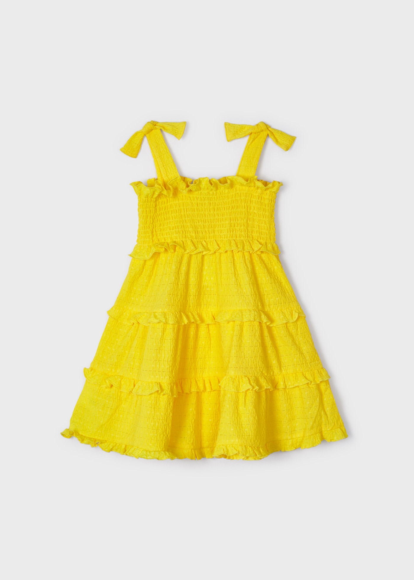 Vestido de alças com detalhes franzidos para meninas