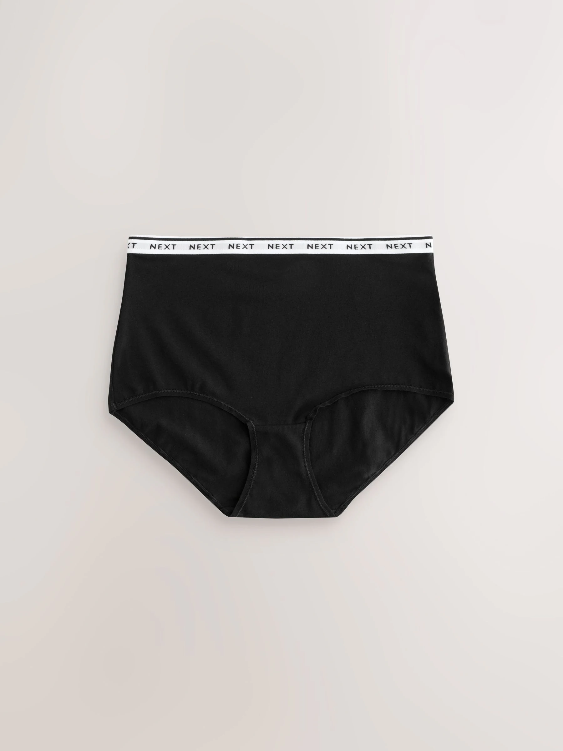 Zwart - 7 Katoenen slipjes met logotailleband