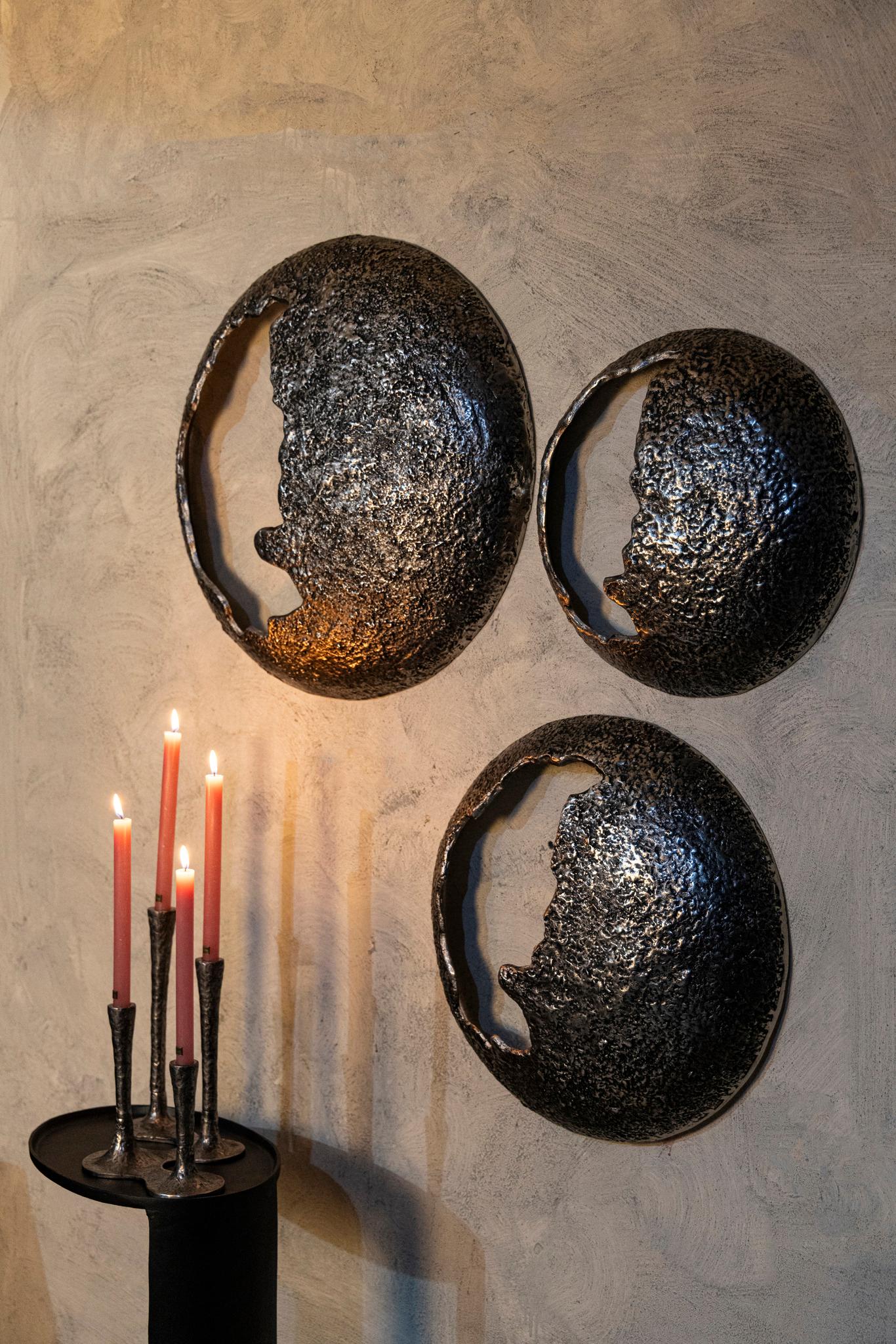 PTMD Lynette Silver Casted Alu Candleholder Rounds Base