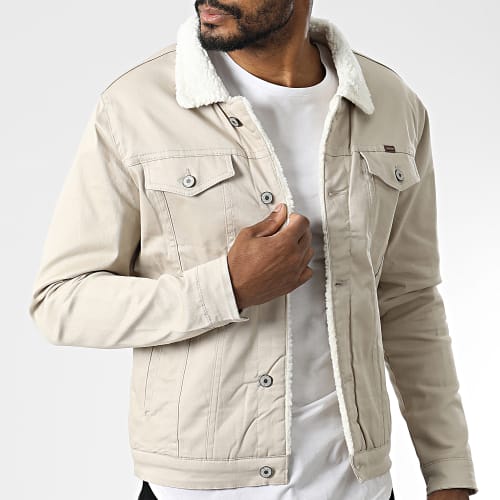 Veste Jean Super Slim Fit Col Mouton 7001 Beige