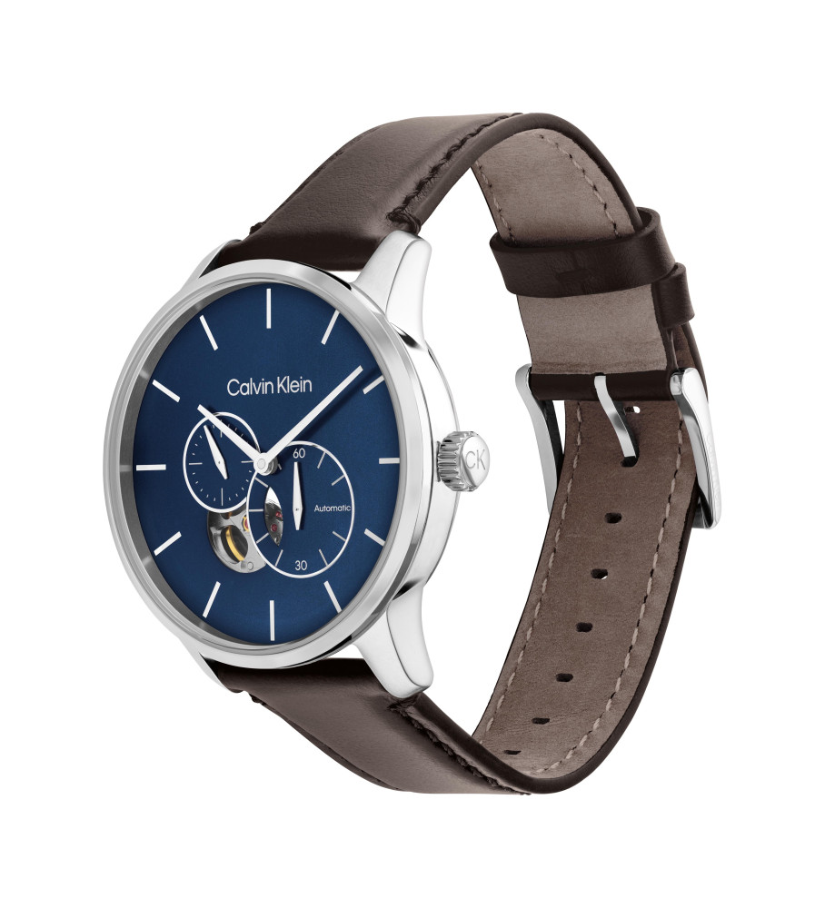 Relógio analógico Calvin Klein Fashion com pulseira de couro, azul marinho
