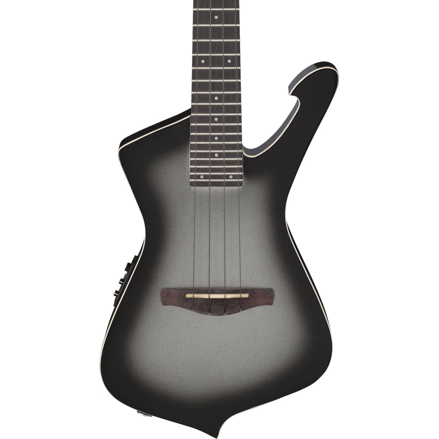 Ibanez UICT100 Metallic Gray Sunburst High Gloss elektrisch-akoestische tenor ukelele met gigbag