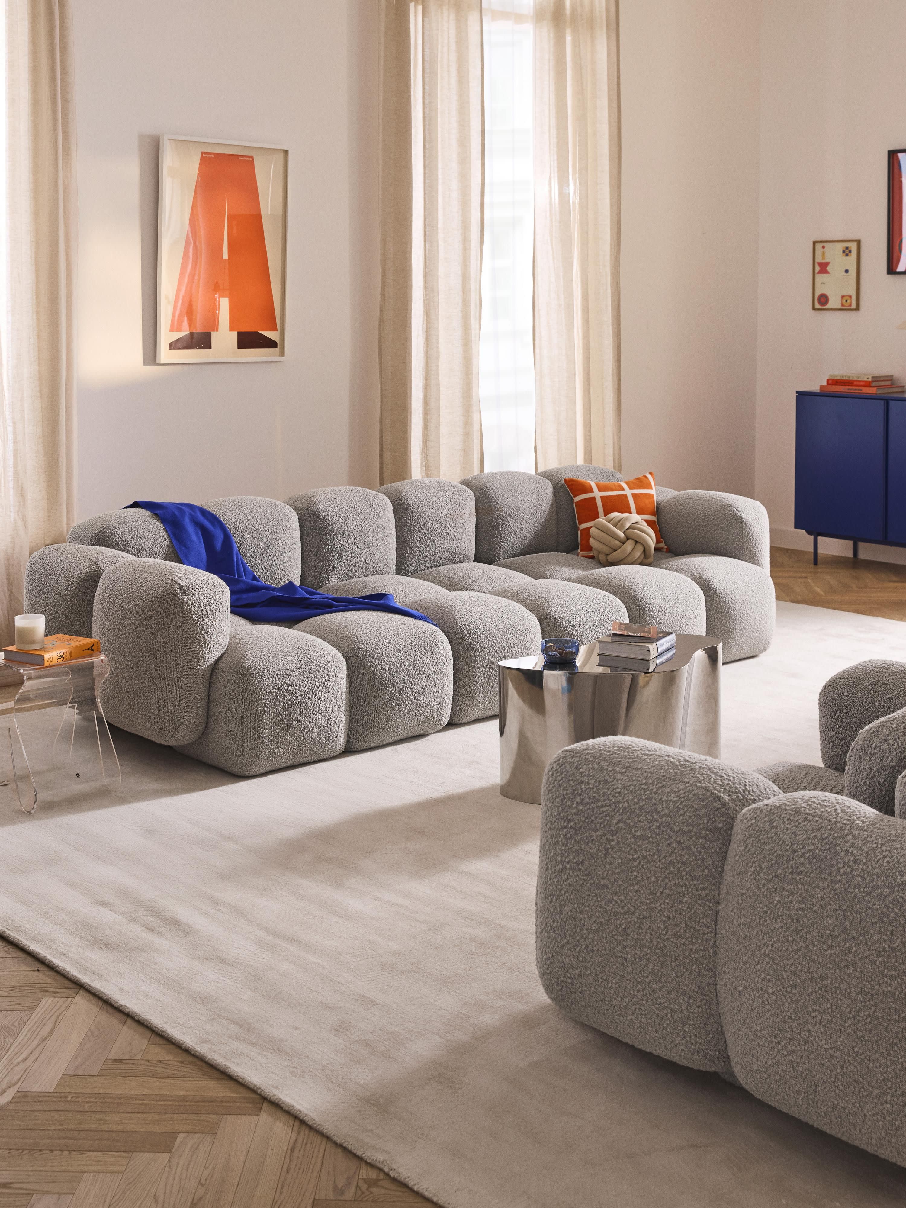 Modulaire bank Tayla (4-zits) van bouclé