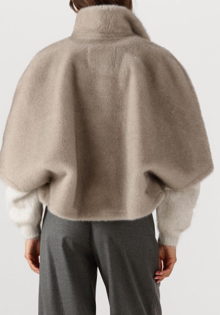 taupe alter ego faux fur jas lena