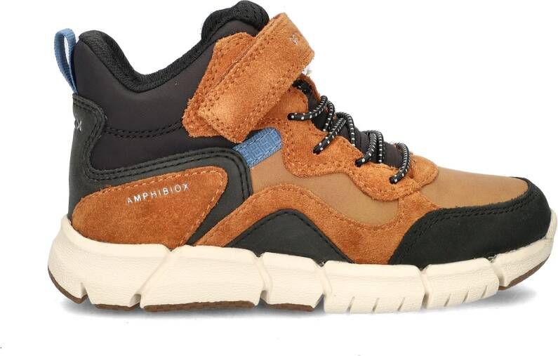 Geox J Flex sneakers cognac zwart Bruin Jongens Imitatieleer Meerkleurig 29