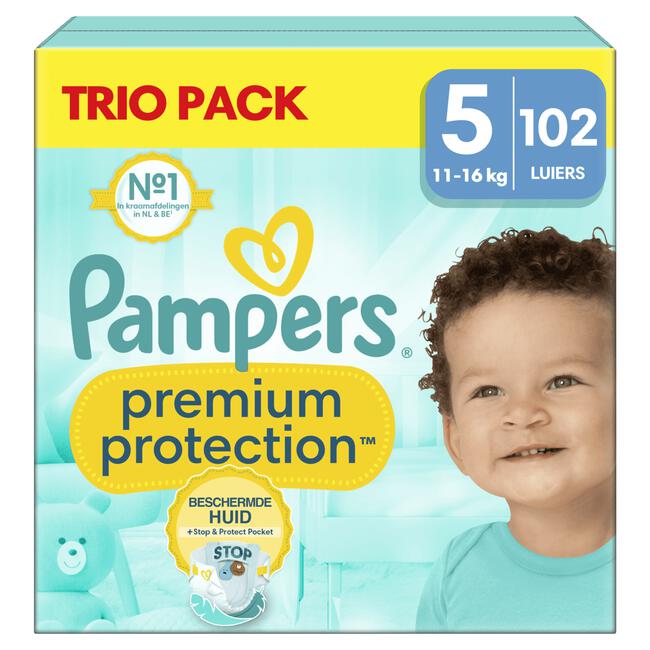 Pampers Premium Protection Trio Pack Luiers Maat 5 11-16 KG 102 stuks