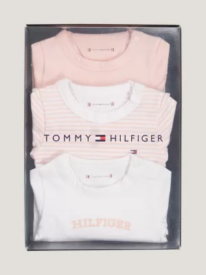 Conjunto de 3 bodies de manga comprida Hilfiger Monotype em caixa de presente