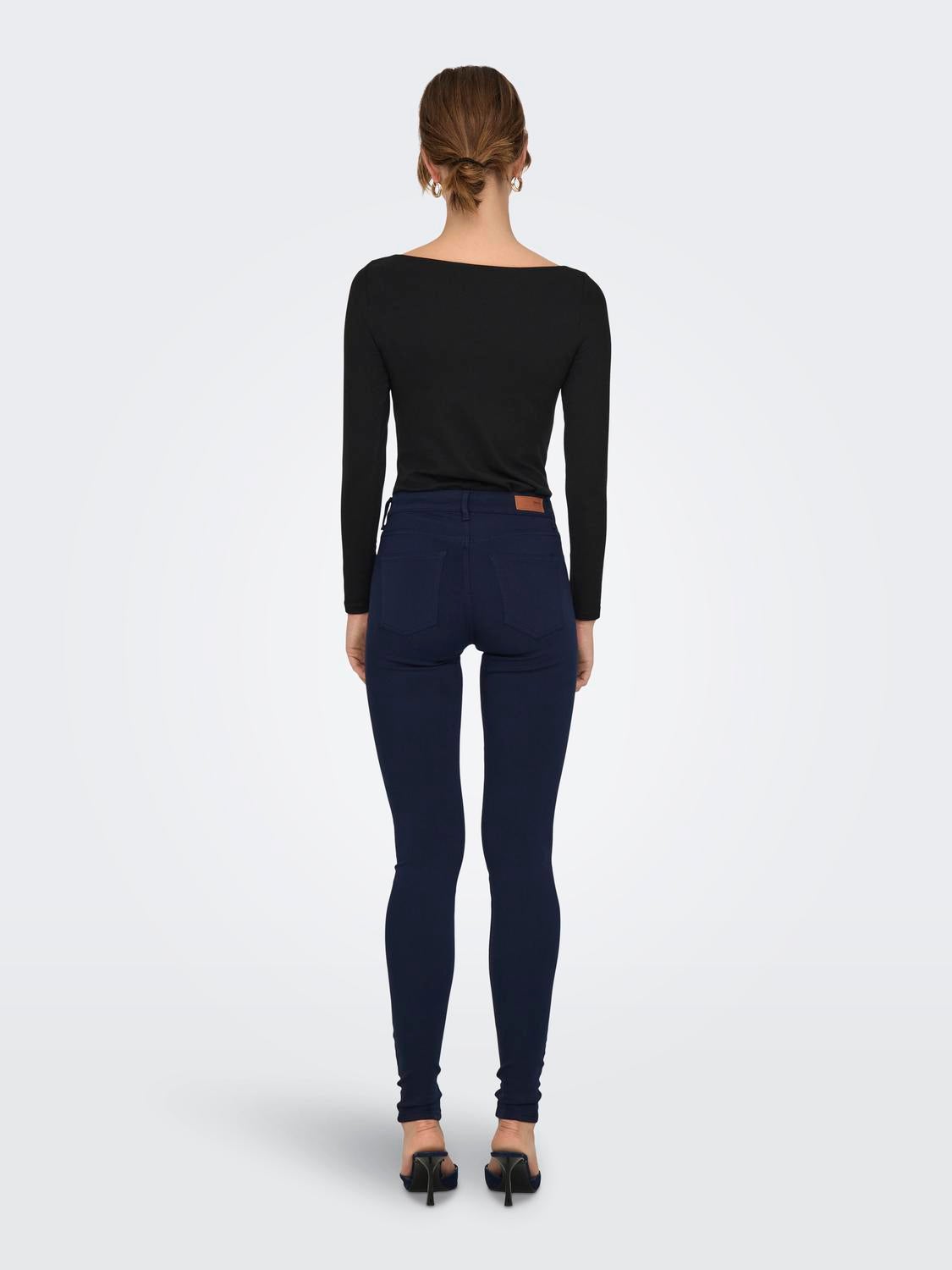 ONLBLUSH Mittlere Taille Skinny Fit Jeans Dark Blue Denim