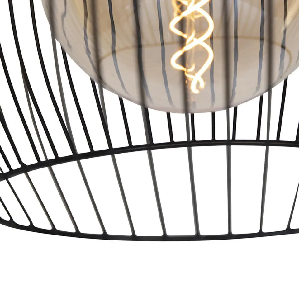 Qazqa hanglampen wire zwart e27