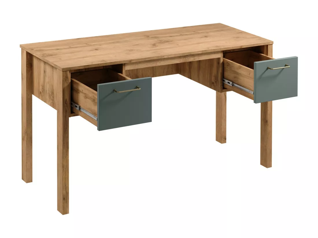 Bureau Venmelu 100, Avec tiroirs, 75x138x53cm, Beige|Chêne wotan