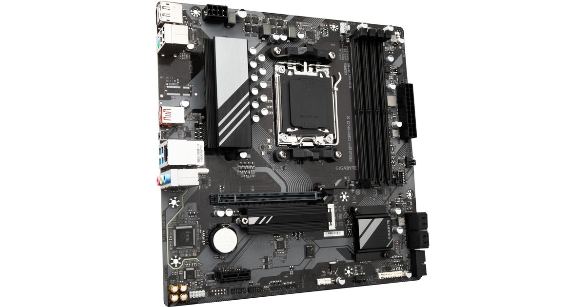 GIGABYTEA620M GAMING X (rev. 1.0) socket AM5 moederbord  (Zwart/grijs, RAID, Gb-LAN, Sound, µATX)
