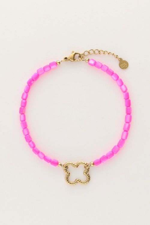 Roze kralen armband met klaver