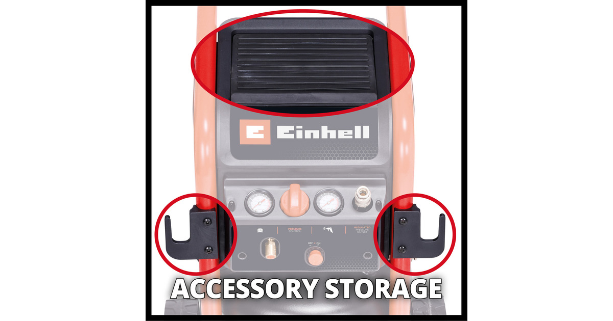 EINHELLTE-AC 240/24 Silent Compressor  (Zwart/rood, 24 liter)