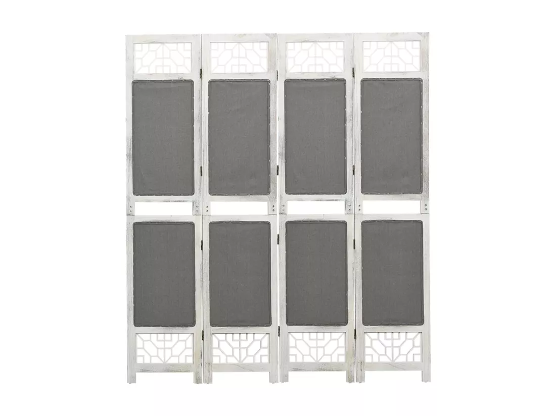 Cloison de séparation 4 panneaux Gris 140x165 cm Tissu