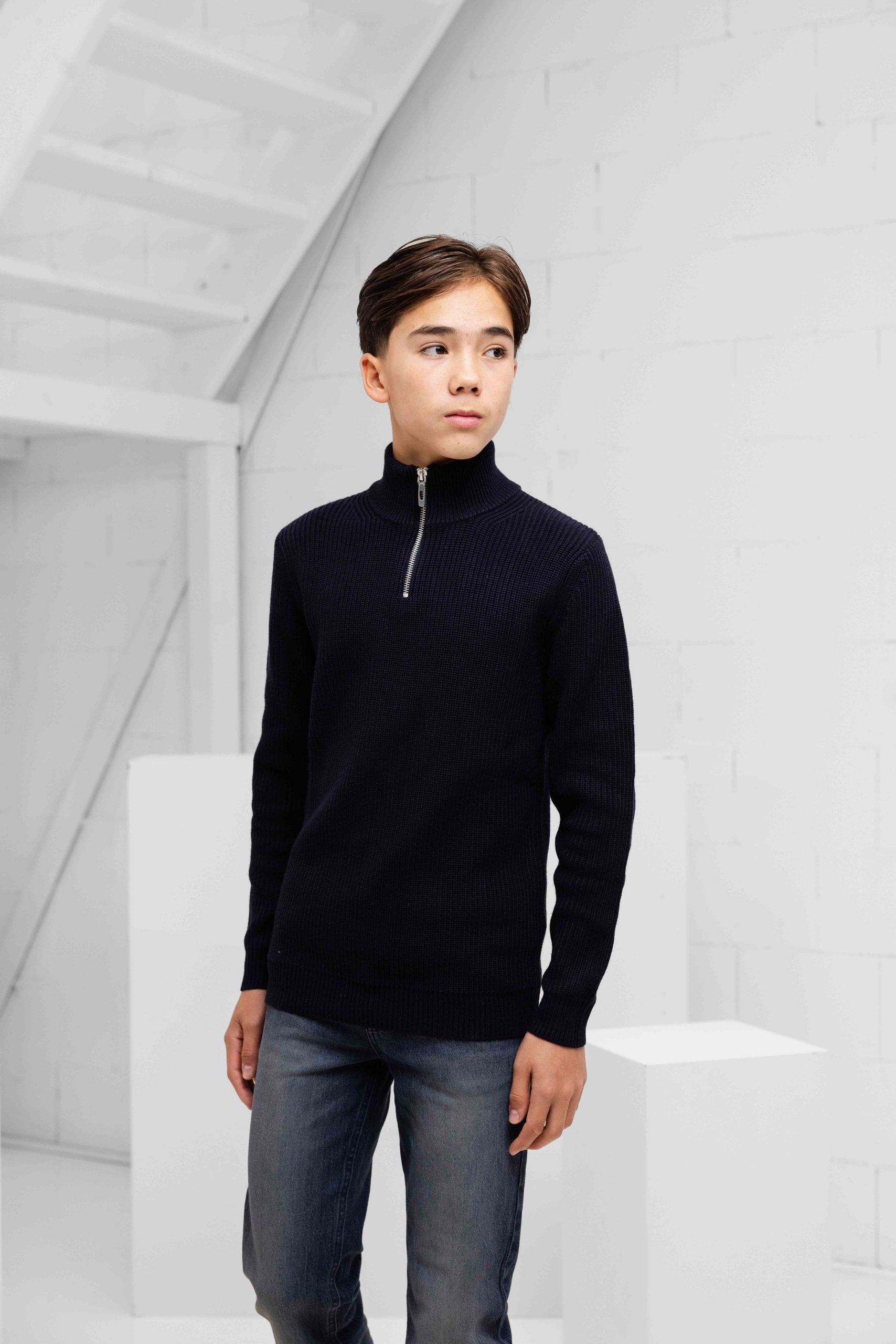 Antony Morato Lisbon Half Zip Sweater Kids Donkerblauw