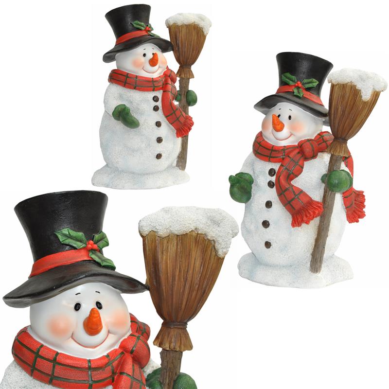 Dazikemo Dekofigur Gartenfigur Schneemann mit Besen