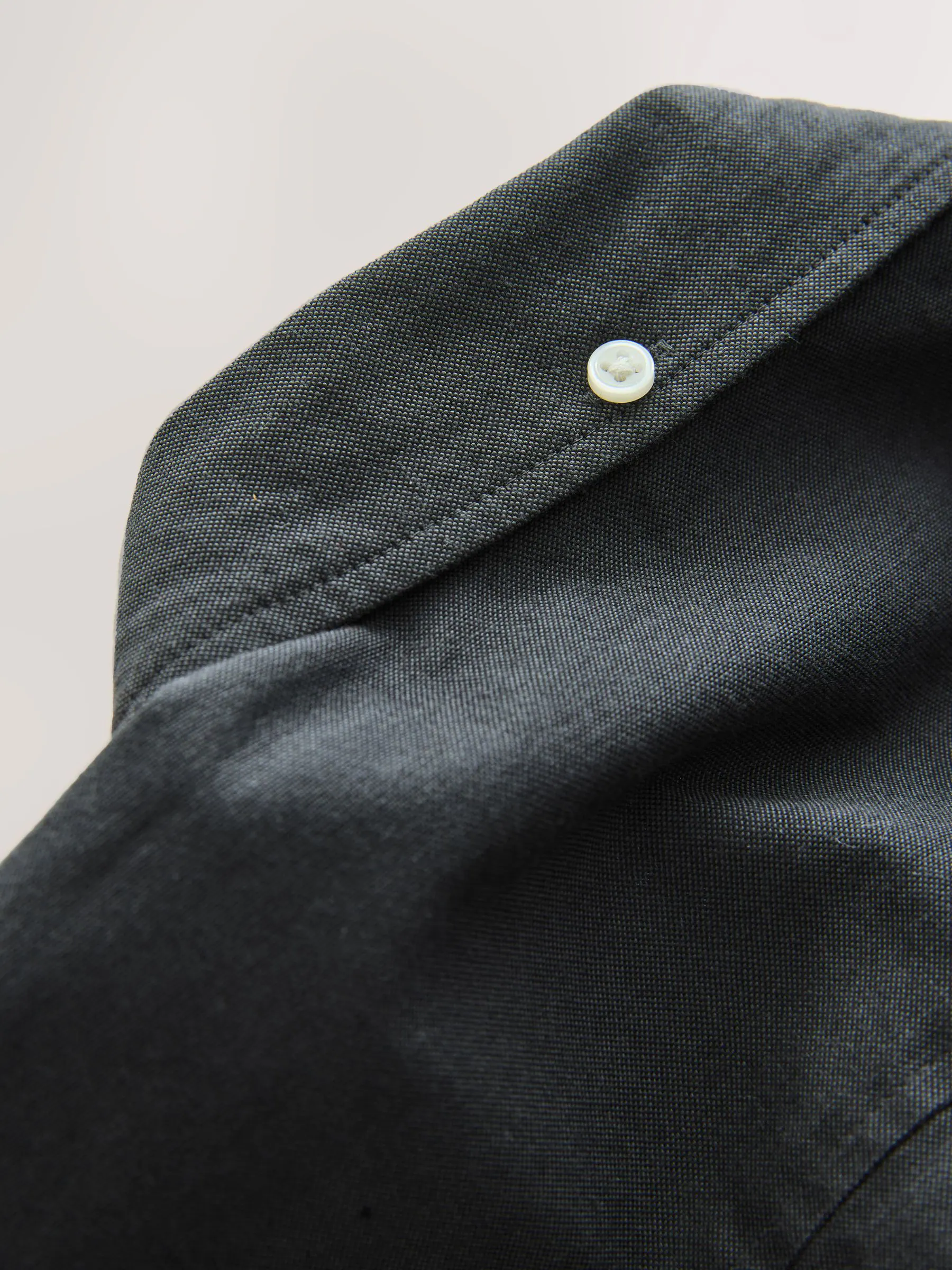 Antraciet - Slim Fit - Oxford-hemd met lange mouwen
