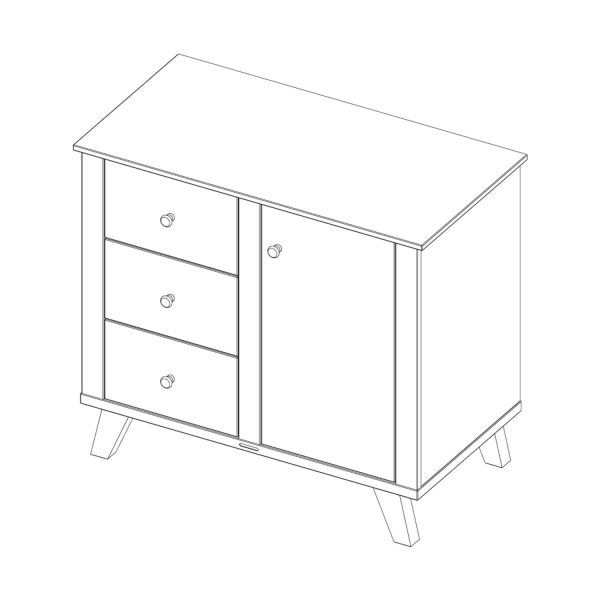Kidsmill Lars Babykamer Wit / Naturel | Bed 60 x 120 cm   Commode