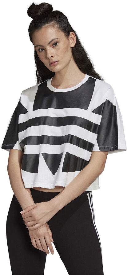 adidas Large Logo Cropped T-Shirt Hvid