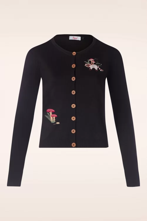 Banned Retro Woodland mushroom vest in zwart