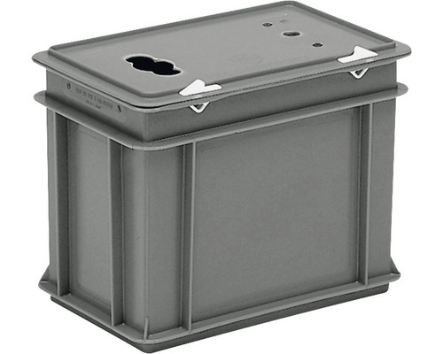 Inzamelbox voor gebruikte batterijen, kunststof, 300x300x230 mm, 9 l, grijs