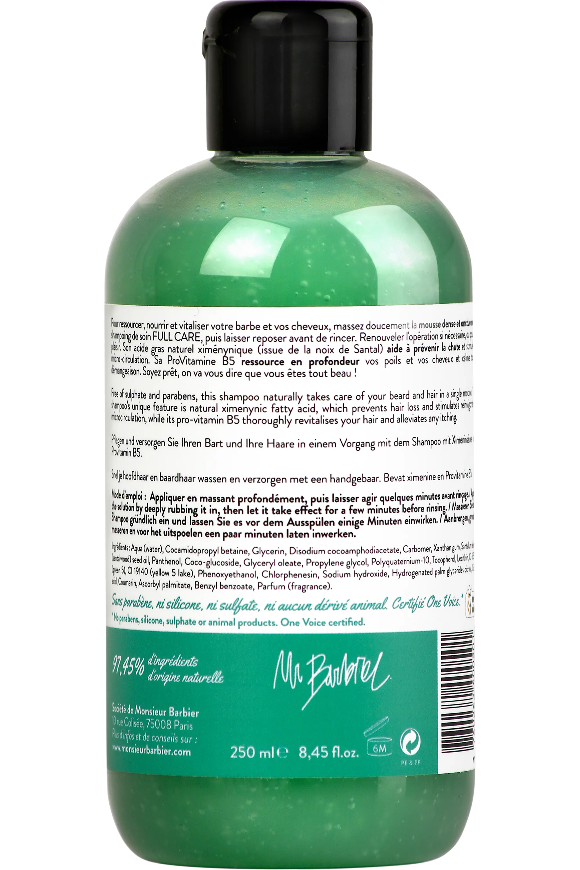 Monsieur Barbier Shampoing barbe & cheveux-250 ml