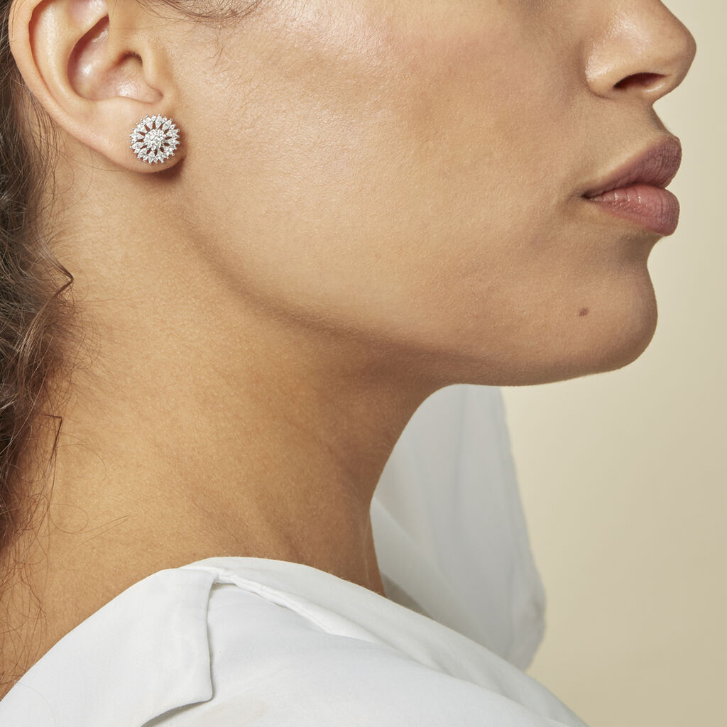 Boucles D'oreilles Puces Hyelana Argent Blanc Oxyde De Zirconium