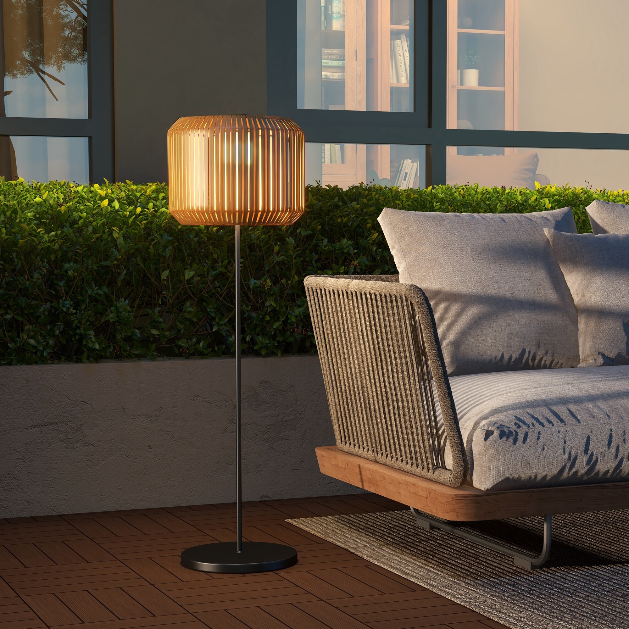 Outsunny Outdoor Stehleuchte mit Solarenergie betrieben gelb Ø34 x H130cm