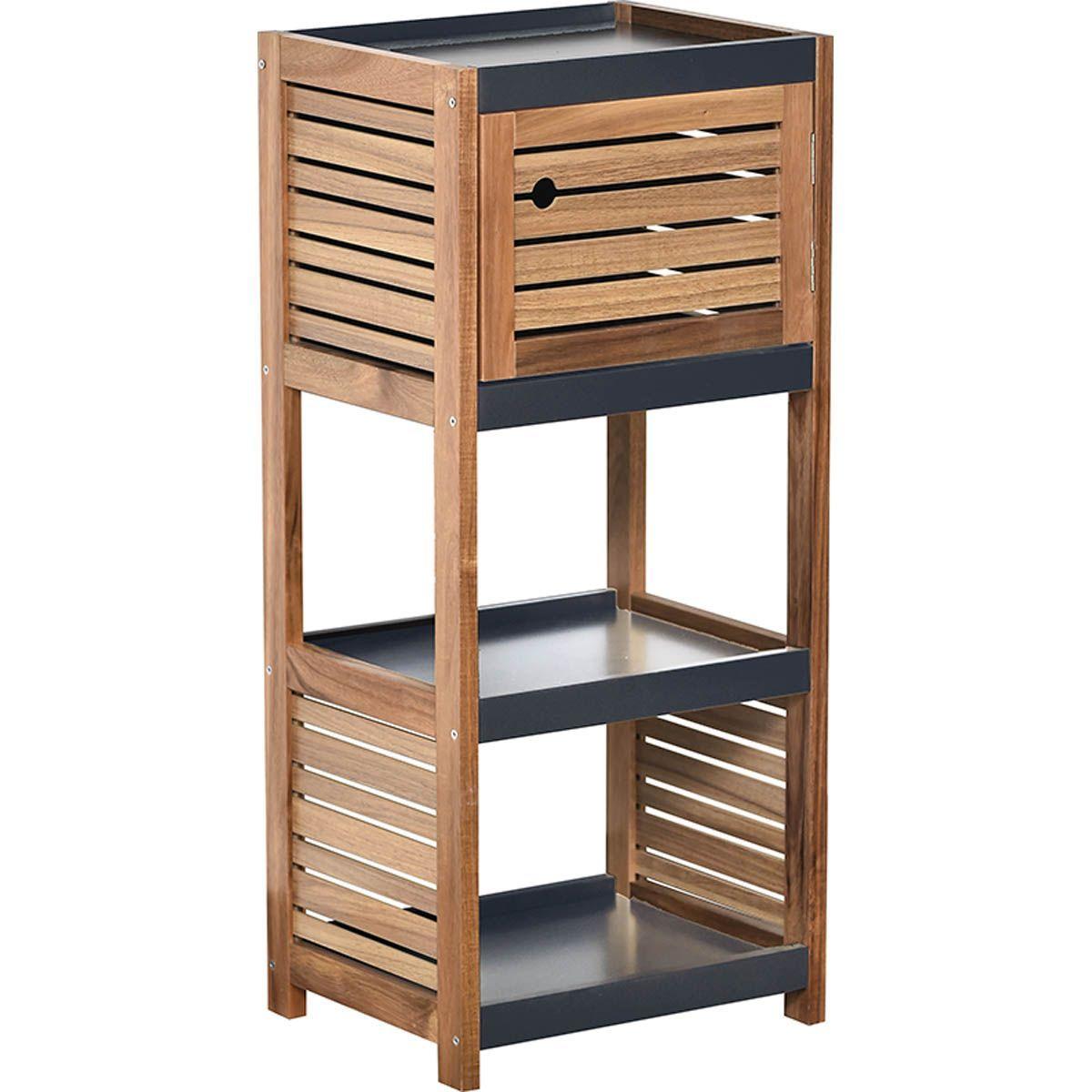 MEUBLE BAS DE RANGEMENT ACACIA ET MDF 1 PORTE