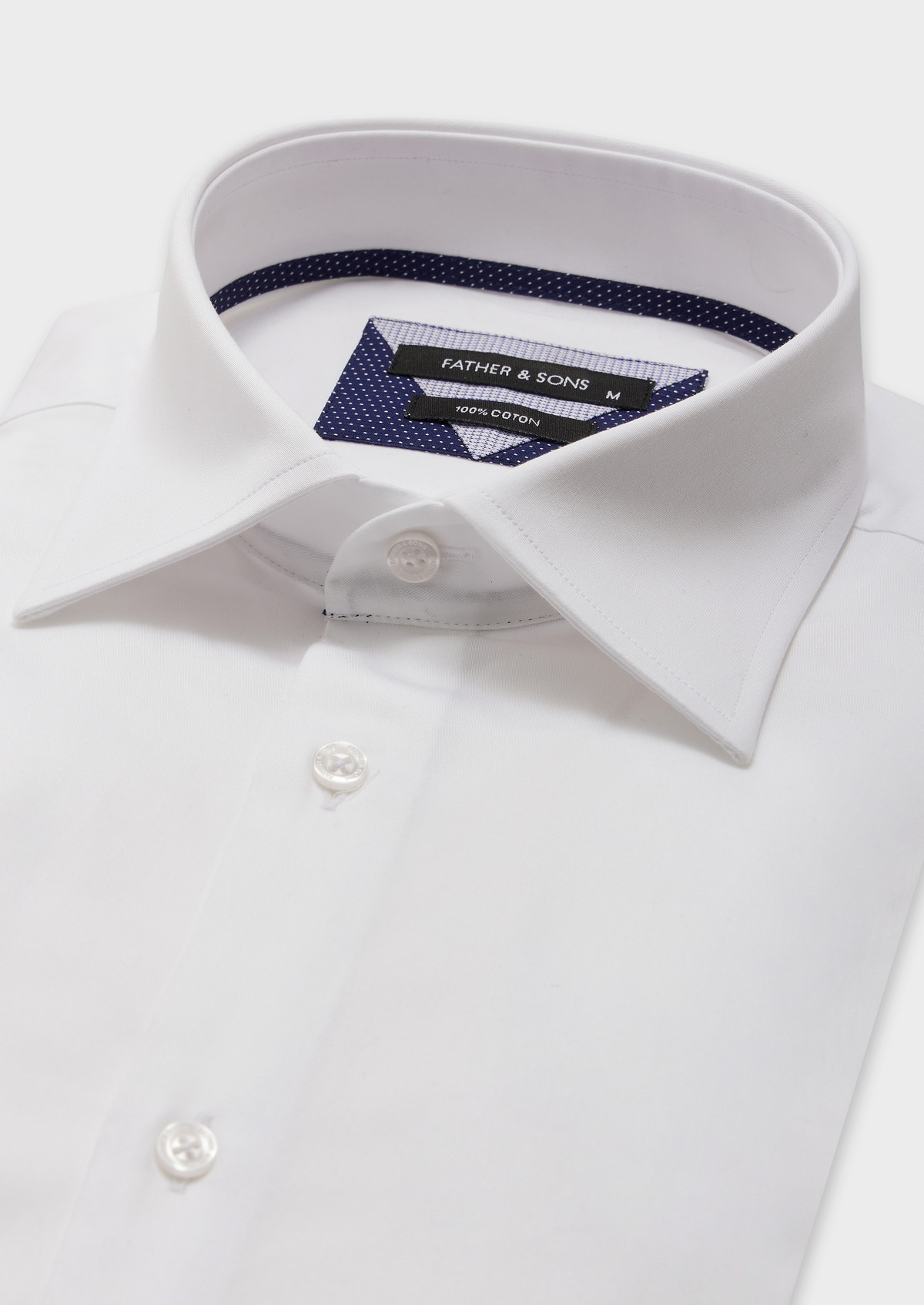 Chemise habillée Slim en satin de coton uni blanc