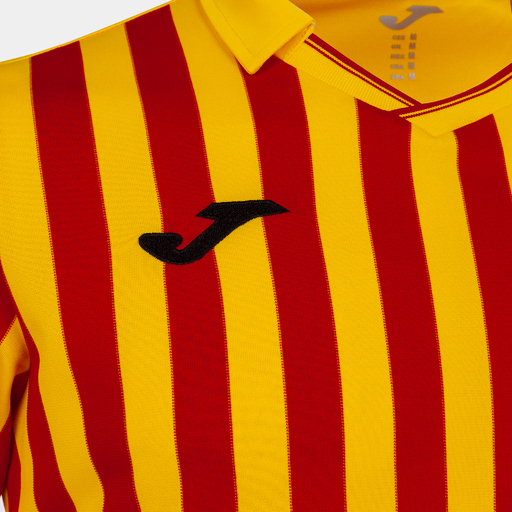 Camiseta Joma Cup II de manga curta vermelha e amarela