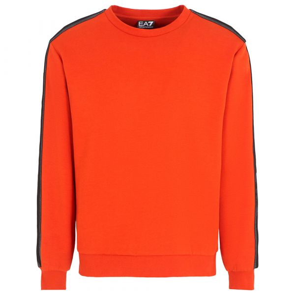 EA7 para Homem Camisola com Gola Redonda em Malha de Algodão da Série Logo, Cor de Laranja Xl