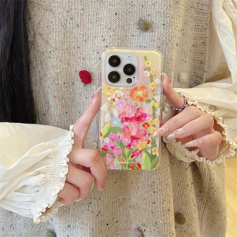 Fonekase - Bloemen telefoonhoesje - Apple iPhone 16 Pro Max / 16 Pro / 16 Plus / 16 / 15 Pro Max / 15 Pro / 15 Plus / 15 / 14 Pro Max / 14 Pro / 14 Plus / 14 / SE / 13 Pro Max / 13 Pro / 13