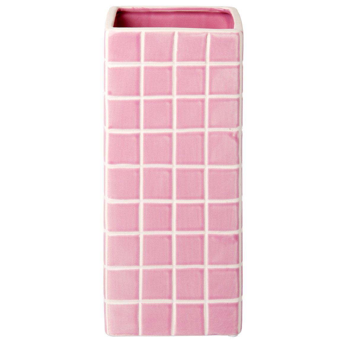 Vase mit Kachel-Muster rosa