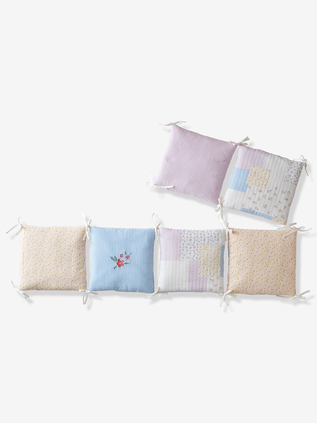 Protetor de berço modular em gaze de algodão / protetor de cercado infantil COUNTRY HOUSE multicolorido