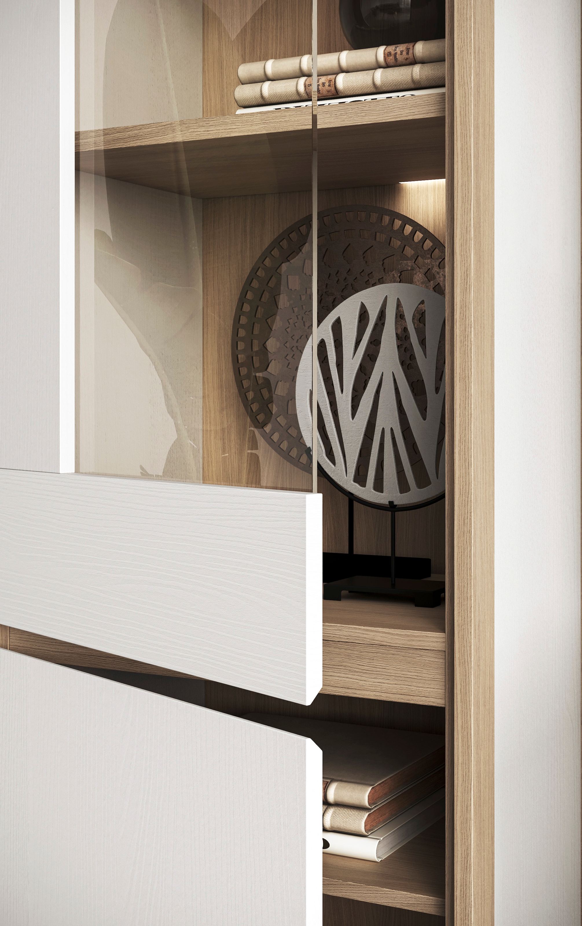 Home affaire Vitrine »Stranda, Hochschrank im Scandi-Style, moderne Glasvitrine« Rahmenoptik, ausreichend Stauraum, vielseitig einsetzbar, 58 cm breit