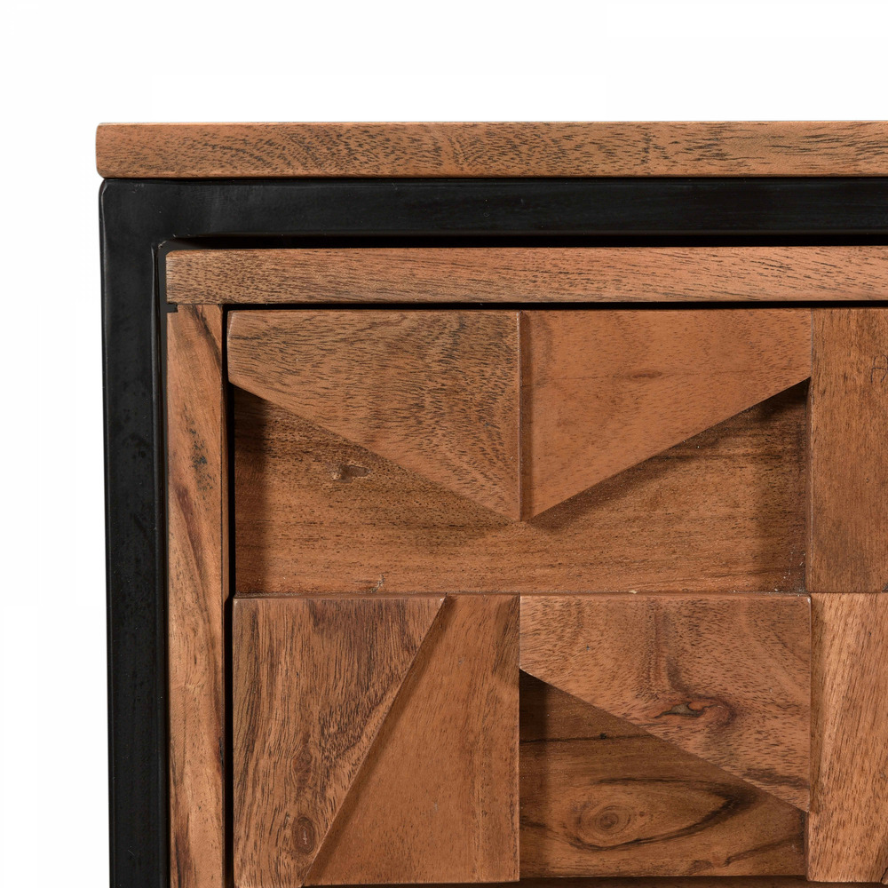 Commode double avec 6 tiroirs en acacia massif