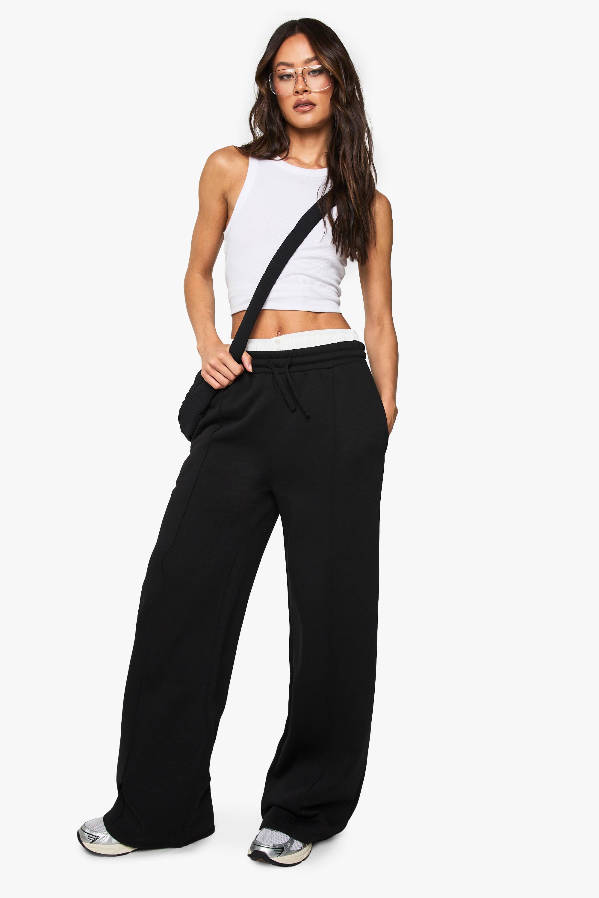 boohoo Tall Jogger à Détails Pintuck et Jambe Droite