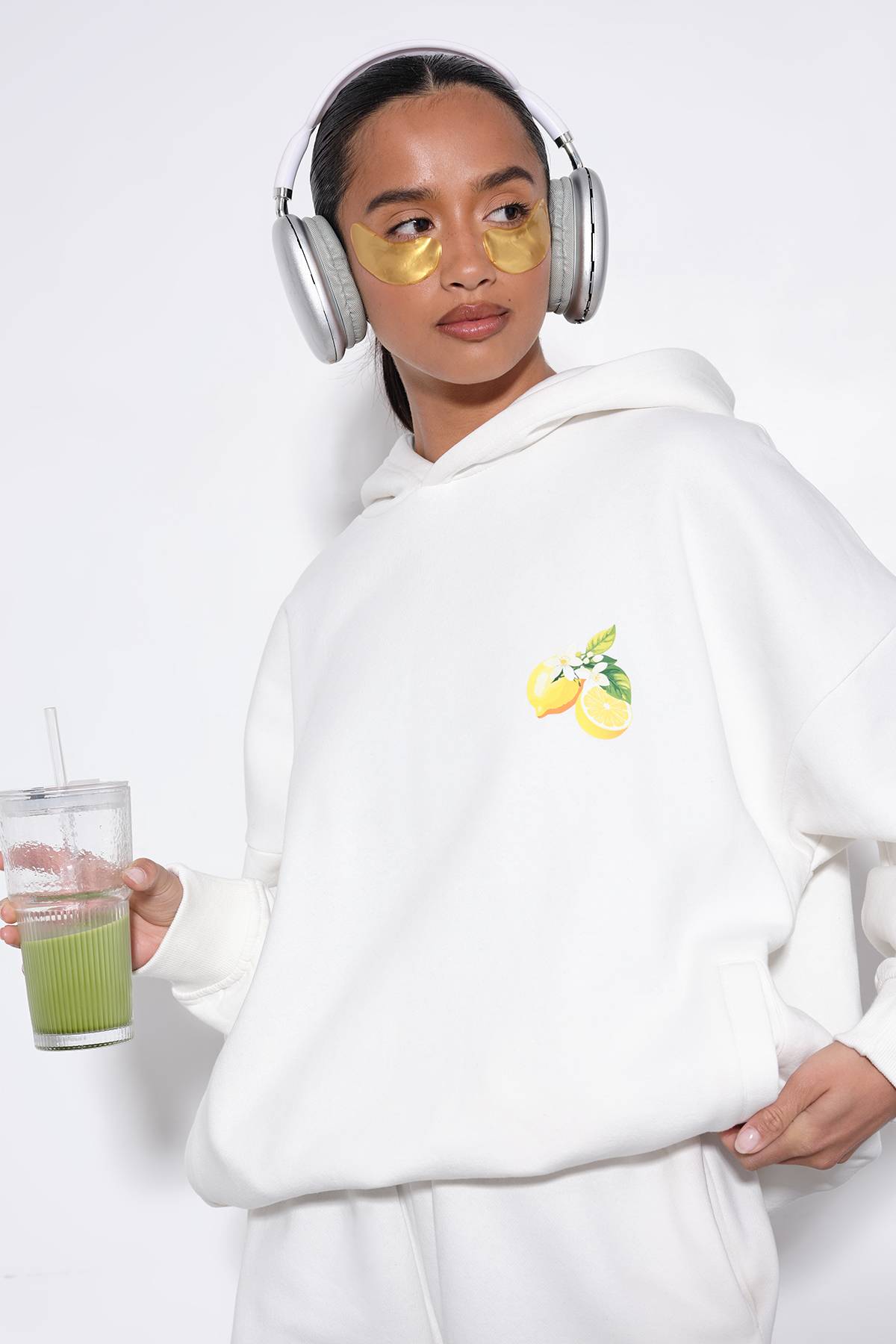 boohoo Sweat À Casynthétiqueche Oversize Imprimé Citron