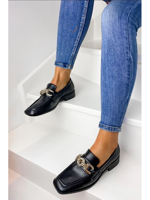 Mocassins Noirs chaine dorée - Vanessa Wu