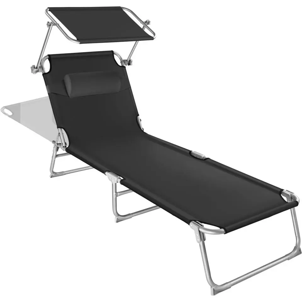tectake Ligbed 4-niveaus met hoofdkussen, Zwart